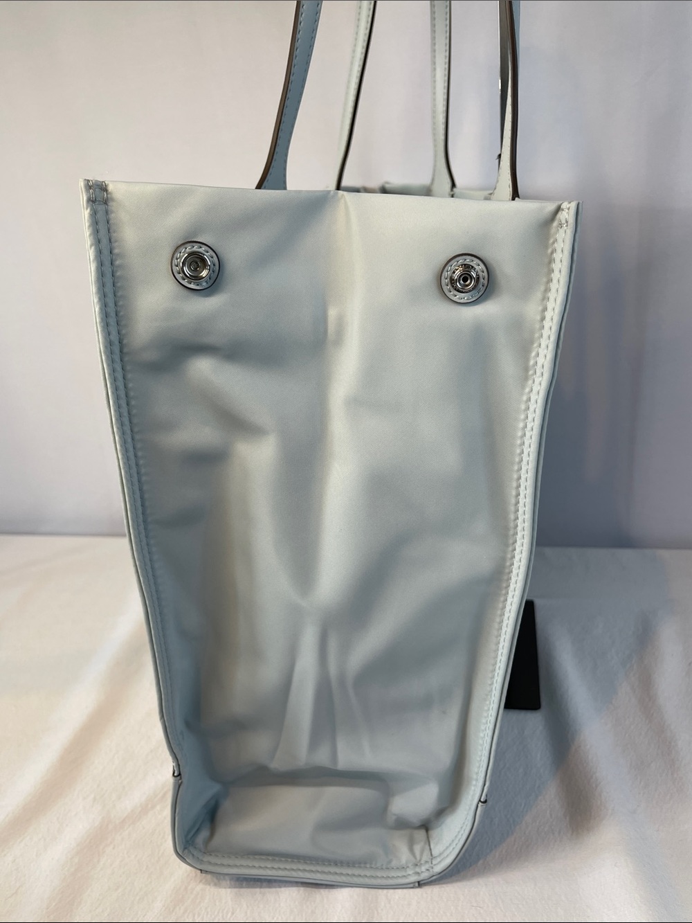Tory Burch Ella Nylon Tote Light Blue Large Logo Tote Bag - Picture 7 of 14
